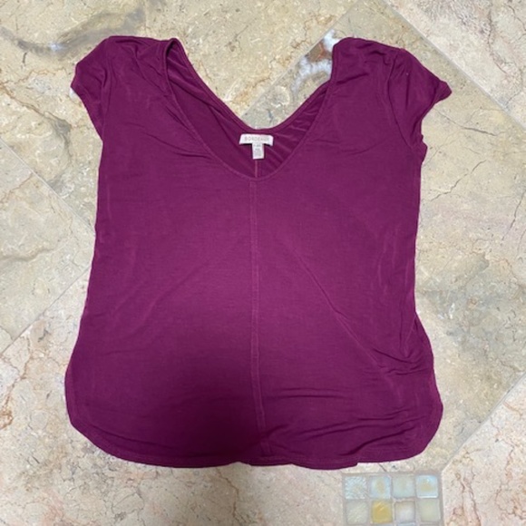 Anthropologie Tops - Anthropologie Bordeaux Burgundy V Neck Shirt